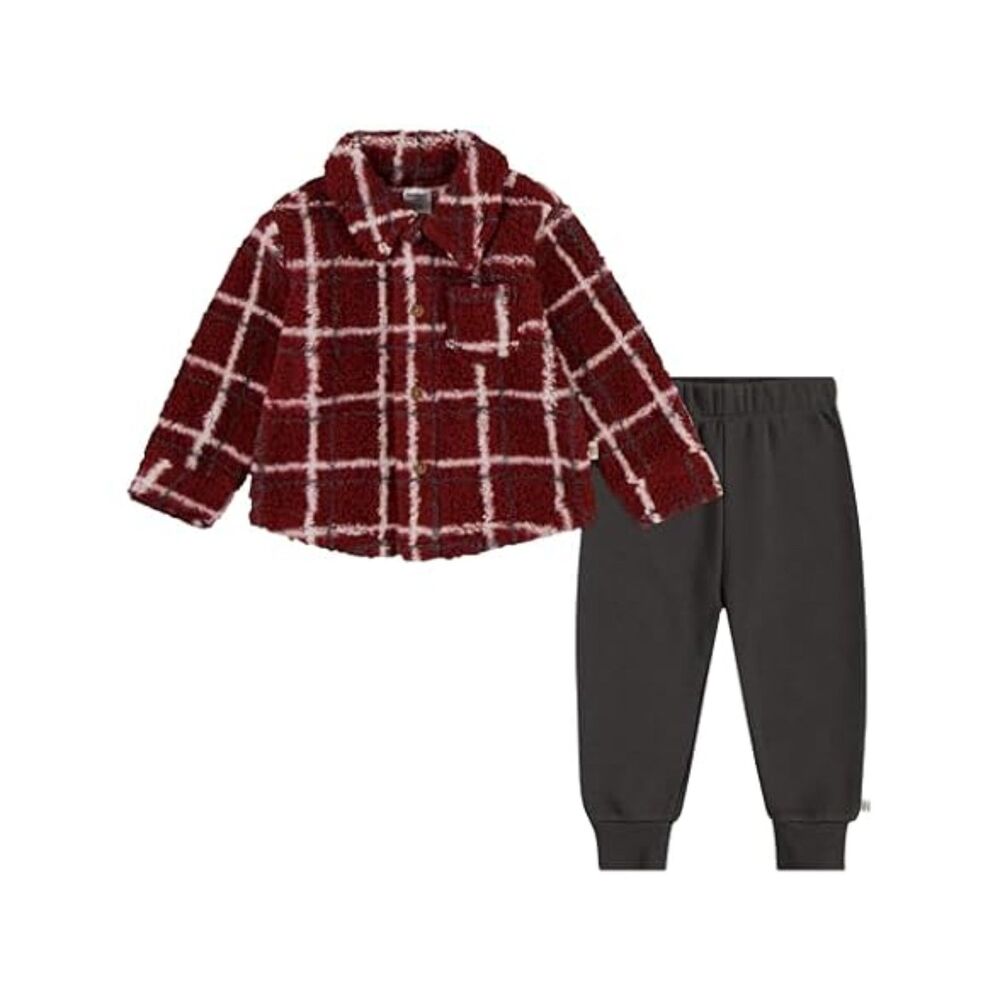 Huggies Sherpa Button Up Shacket Jogger Pants 2-piece Outfit Set 24 mos